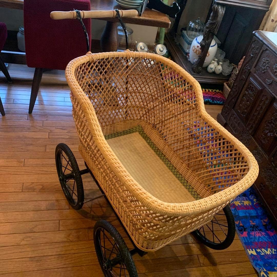 籐 ラタン製 乳母車 ベビーカー 手押し車 レトロ ラタン ドール